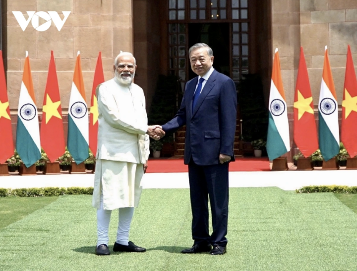 Tổng Bí thư, Chủ tịch nước Tô Lâm và Thủ tướng Ấn Độ Narendra Modi.