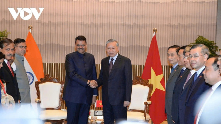 Tổng Bí thư, Chủ tịch nước Tô Lâm tiếp Thủ hiến bang Maharastra Devendra Fadnavis.