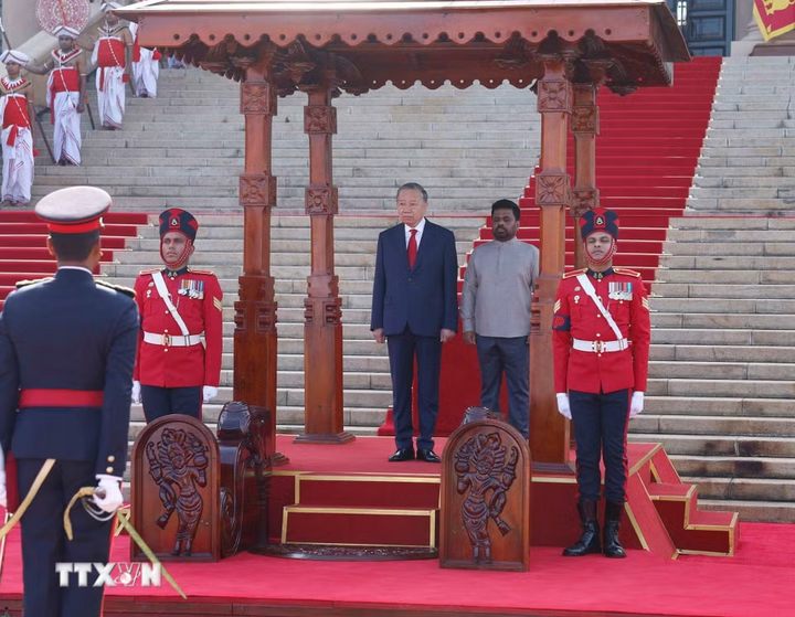 Lễ đón Tổng Bí thư, Chủ tịch nước Tô Lâm thăm cấp Nhà nước Sri Lanka - Ảnh: TTXVN