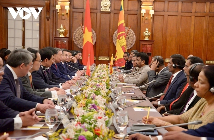 Tổng thống Sri Lanka Anura Kumara Dissanayake và Tổng Bí thư, Chủ tịch nước Tô Lâm dẫn đầu đoàn đại biểu cấp cao hai nước tiến hành hội đàm.