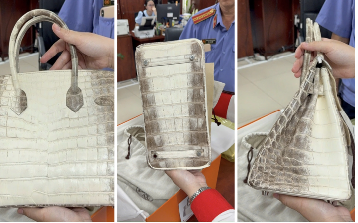 Túi xách nhãn hiệu HERMES size 30 màu trắng của bà Trương Mỹ Lan. (Ảnh: Trung tâm Dịch vụ đấu giá tài sản TP.HCM)