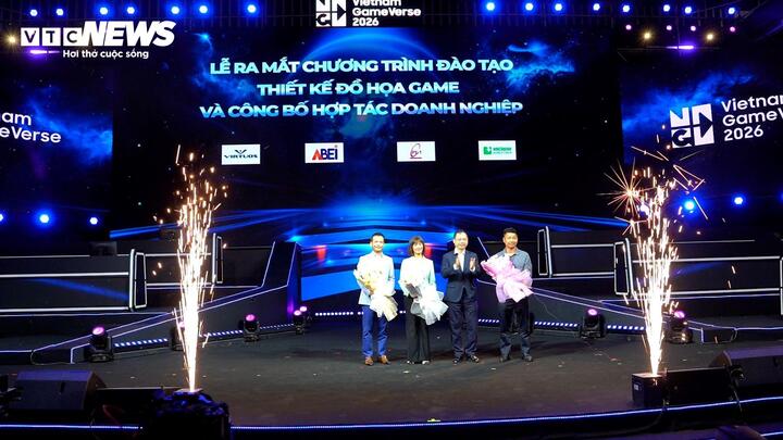 Lễ ra mắt chương trình đào tạo về game mới của PTIT tại Vietnam GameVerse 2026. (Ảnh: Mạnh Hùng)