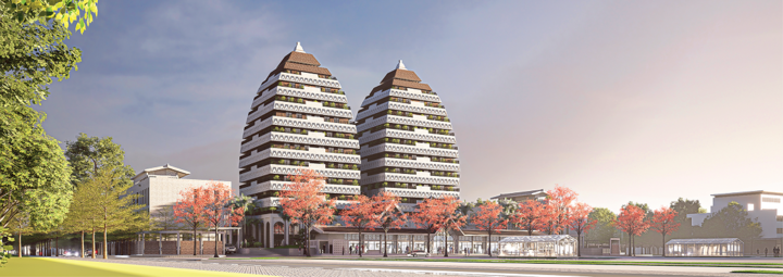 Hai tháp tưởng niệm 13 tầng được thiết kế để lưu giữ kỷ vật của người quá cố.