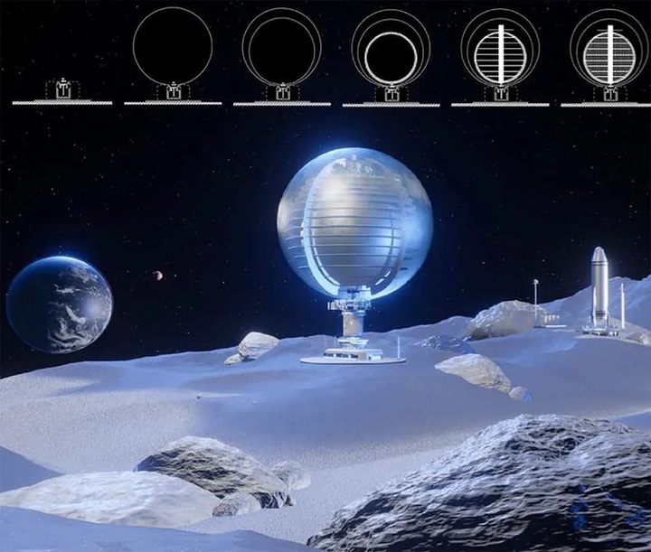 Hình ảnh phác thảo của NASA về một cấu trúc sinh sống khả thi trên Mặt Trăng được làm bằng kính. (Ảnh: NASA)