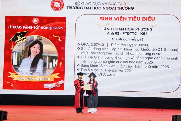 Nữ sinh cũng từng trúng tuyển sớm nhiều ngành học thuộc các trường đại học lớn như Phân tích đầu tư tài chính của Đại học Ngoại thương, Kiểm toán của Đại học Kinh tế Quốc dân và nhóm ngành ngôn ngữ của Học viện Ngoại giao. Sau khi lựa chọn theo học ngành Financial Analysis and Investment (Phân tích tài chính và đầu tư) tại Đại học Ngoại thương, Hoài Phương tiếp tục duy trì thành tích học tập nổi bật với GPA 3.67/4.0, tương đương 8.51/10 và thuộc nhóm tốt nghiệp xuất sắc.