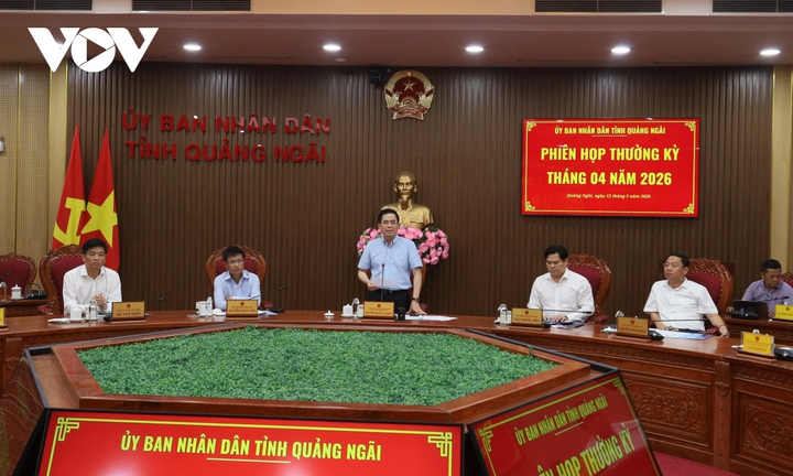 Ông Nguyễn Hoàng Giang, Chủ tịch UBND tỉnh Quảng Ngãi phát biểu tại hội nghị.