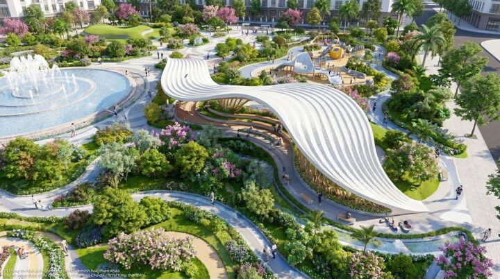 Công viên chủ đề “Sóng” sử dụng ngôn ngữ thiết kế đương đại để tôn vinh vẻ đẹp của biển cả.