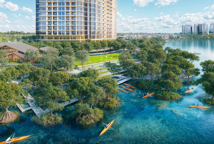 Thiết kế cảnh quan tại Onsen 3 kiến tạo nên môi trường vi khí hậu trong lành.