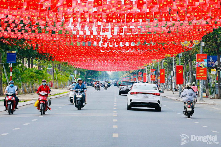 Thành phố Đồng Nai trang hoàng đường phố chào đón sự kiện. (Ảnh: Công Nghĩa)