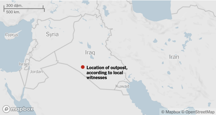 Vị trí được cho có căn cứ của Israel tại Iraq. (Ảnh: MapBox)