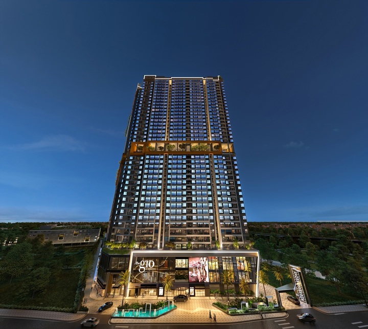 Mặt tiền shop khối đế dự án The Gió Riverside.