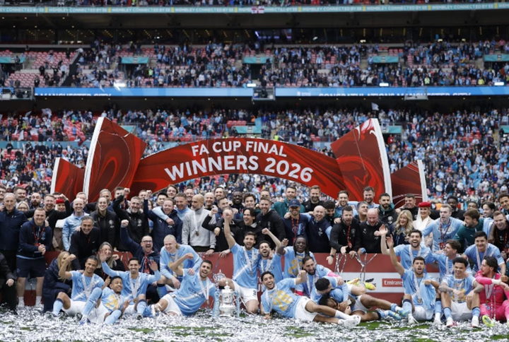 Manchester City ăn mừng chiến thắng 1-0 trước Chelsea tại Cúp FA. (Nguồn: Reuters)