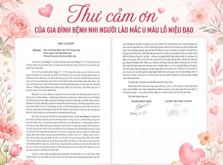 Anh V.X xúc động viết thư cảm ơn bệnh viện.