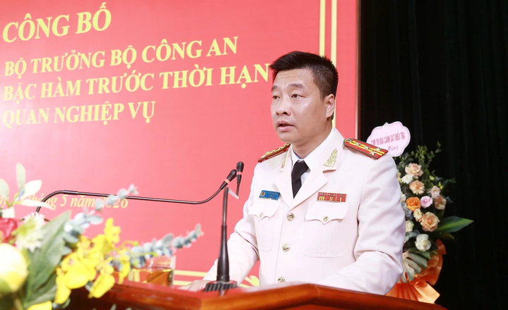 Đại tá Vũ Thanh Tùng, Giám đốc Công an tỉnh Lạng Sơn, phát biểu.