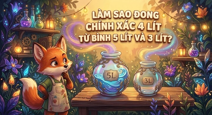 Câu đố tư duy: Chỉ với bình 5 và 3 lít, làm sao đong đúng 4 lít? (Ảnh minh họa)