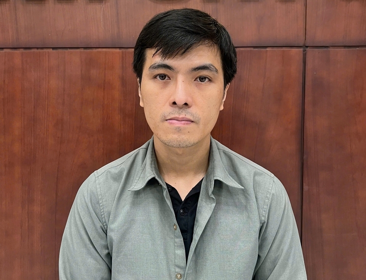 Lưu Phát Thuận tại cơ quan công an. (Ảnh: Công an cung cấp)