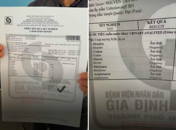 Ngọc Sơn công khai kết quả xét nghiệm chất kích thích trong nước tiểu.