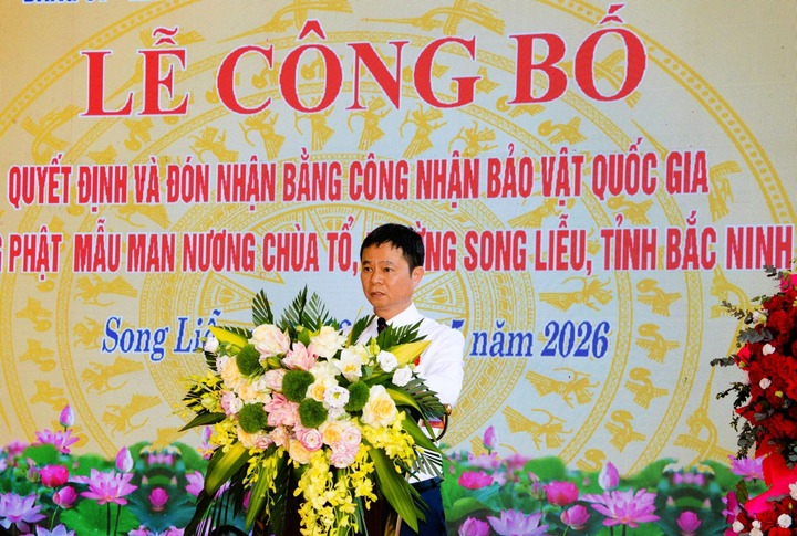 Ông Nguyễn Văn Thược, Bí thư Đảng ủy phường Song Liễu, phát biểu tại buổi lễ.