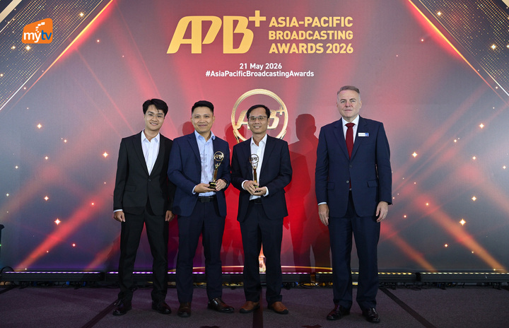 Đại diện VNPT MyTV nhận giải tại sự kiện Asian-Pacific Broadcasting+ Awards 2026. (Nguồn: VNPT)