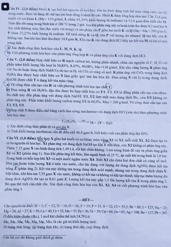 Đề thi môn Khoa học tự nhiên vào lớp 10 Trường THPT chuyên Khoa học Tự nhiên.