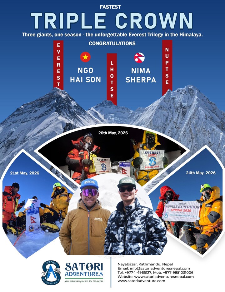 Bác sĩ Ngô Hải Sơn trở thành người Việt Nam đầu tiên hoàn thành “Everest Triple Crown”. (Nguồn: VietSummit - VietNam to the Top)