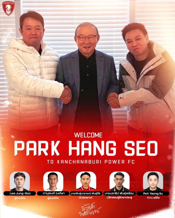 Ông Park Hang Seo tái xuất ở câu lạc bộ Kanchanaburi với vị trí huấn luyện viên. (Kanchanaburi Power FC)