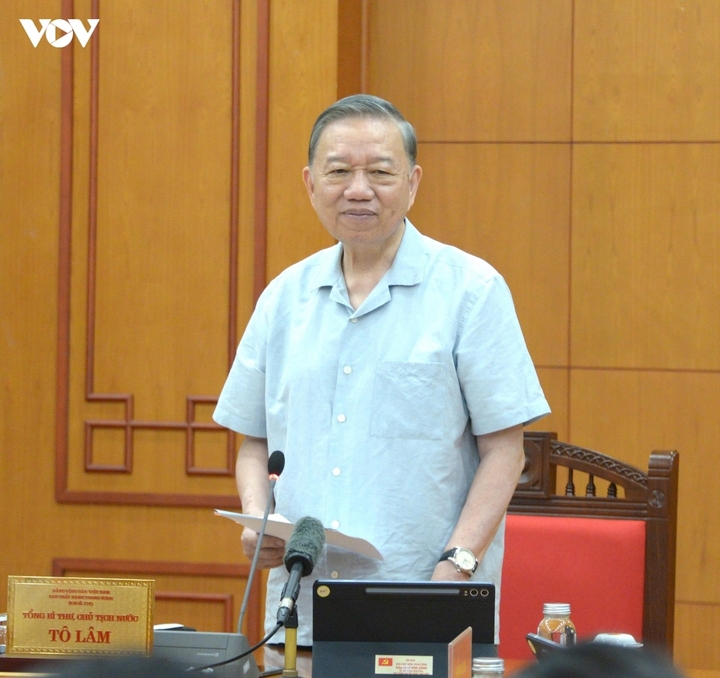 Tổng Bí thư, Chủ tịch nước Tô Lâm phát biểu chỉ đạo tại buổi làm việc.
