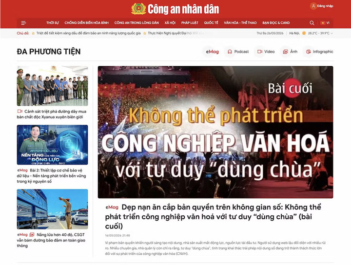 Nội dung đa phương tiện trên Báo điện tử CAND.