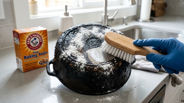 Baking soda có rất nhiều ứng dụng khi làm sạch các vật dụng nhà bếp. Ảnh: CM