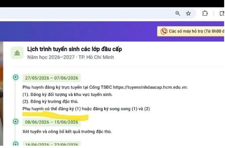 Tất cả phụ huynh (kể cả trường đặc thù) phải đăng ký mục 1.