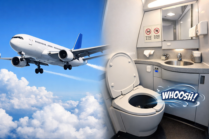 Nhà vệ sinh trên máy bay có nhiều điều thú vị hơn bạn tưởng. (Nguồn: AI)
