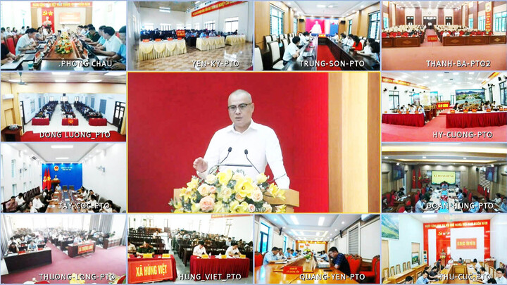 Các điểm cầu xã, phường tham dự hội nghị.
