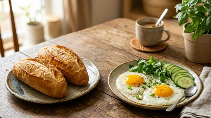 Ăn bánh mì với trứng ốp la, dưa chuột vừa đủ dinh dưỡng vừa giữ dáng. Ảnh: IG