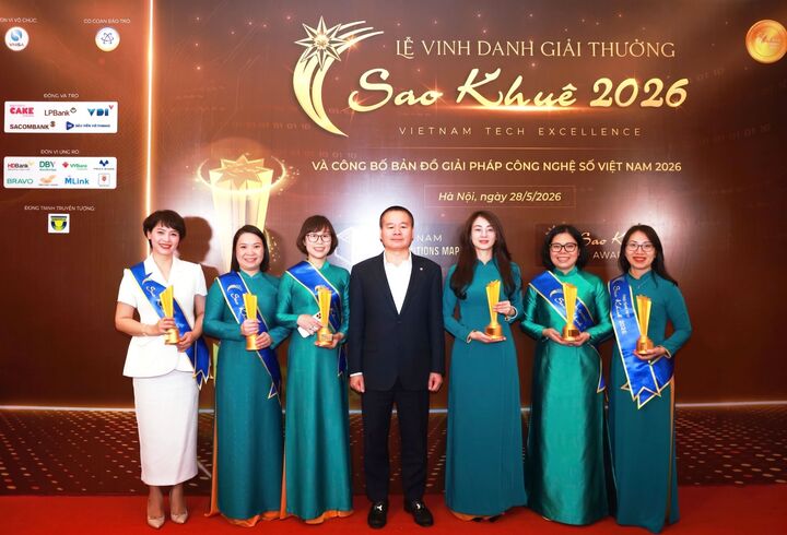 Đại diện một số đơn vị BIDV tại Lễ trao giải Sao Khuê 2026.