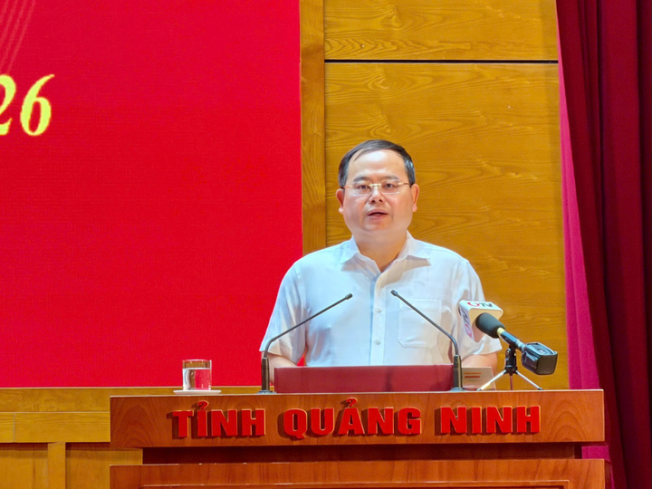 Bí thư Tỉnh uỷ Quảng Ninh Quản Minh Cường phát biểu tại hội nghị.