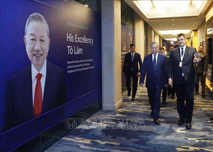 Tổng Bí thư, Chủ tịch nước Tô Lâm đến dự Đối thoại Shangri-La lần thứ 23. (Ảnh: Thống Nhất/TTXVN)