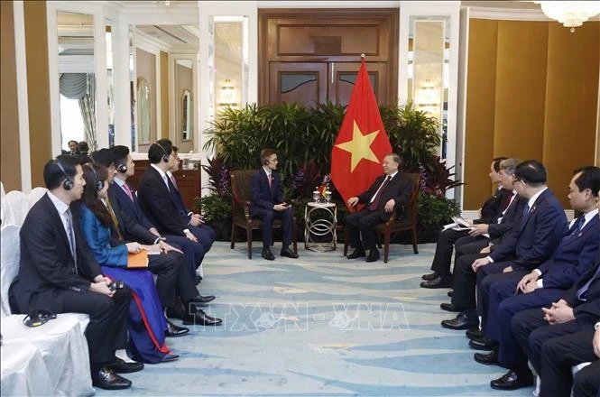 Tổng Bí thư, Chủ tịch nước Tô Lâm tiếp ông Wong Kim Yin, Tổng Giám đốc Tập đoàn Sembcorp. (Ảnh: Thống Nhất/TTXVN)