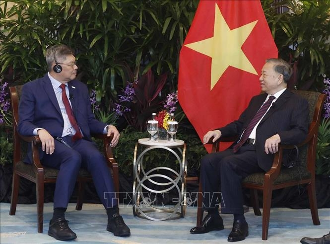 Tổng Bí thư, Chủ tịch nước Tô Lâm tiếp ông Bob Chi, Tổng Giám đốc điều hành Công ty SATS. (Ảnh: Thống Nhất/TTXVN)