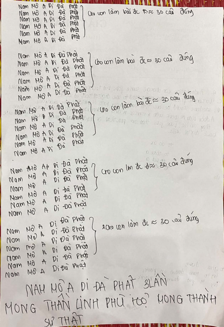 Những dòng chữ có một không hai trong tờ nháp của sĩ tử. (Ảnh: NVCC)