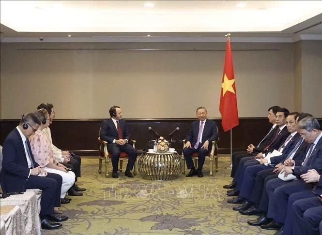 Tổng Bí thư, Chủ tịch nước Tô Lâm tiếp ông Tristan Aboitiz, Chủ tịch kiêm Tổng Giám đốc điều hành Tập đoàn Aboitiz Foods. (Ảnh Thống Nhất/TTXVN)