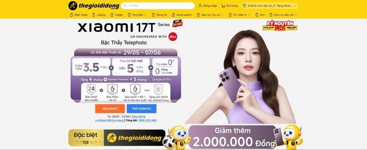 Chương trình Hotsale mở bán Xiaomi 17T Series tại Thế Giới Di Động mang đến loạt ưu đãi giảm giá và gói hậu mãi Premium cực hời.