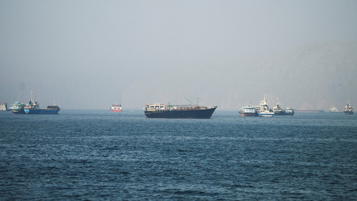 Các tàu trên eo biển Hormuz. (Ảnh: Reuters)