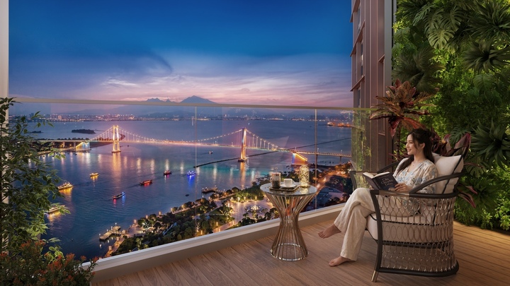Cùng với view ngắm pháo hoa, vị trí đắc địa tại trung tâm Đà Nẵng còn giúp dự án sở hữu tầm nhìn “sông – phố – biển” hiếm có, gia tăng giá trị ở thực lẫn khai thác cho thuê. (Ảnh: Sun Property)