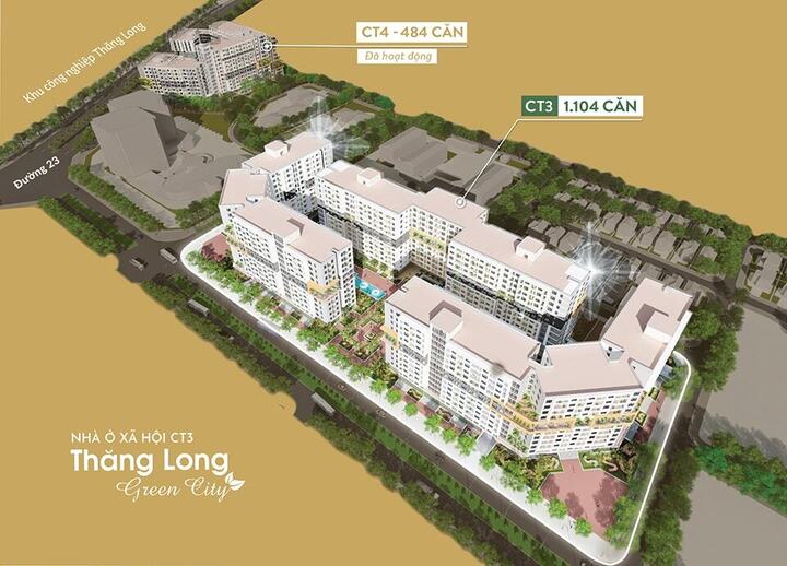 Phối cảnh dự án nhà ở xã hội CT3 - CT4 Kim Chung. (Ảnh: CĐT)