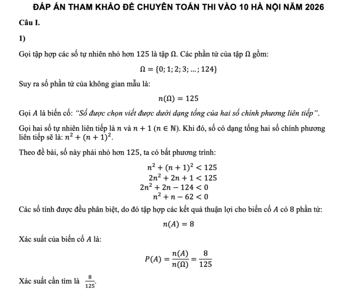 Gợi ý đáp án môn Toán chuyên vào lớp 10 Hà Nội năm 2026 - 1