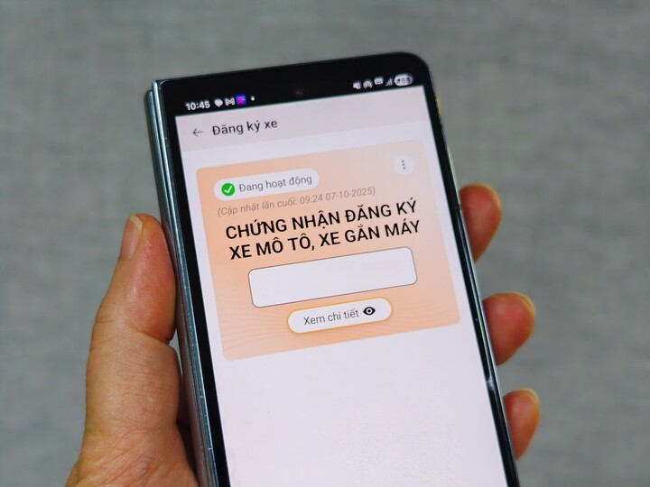Chứng nhận đăng ký xe điện tử trên VNeID. (Ảnh: MH)