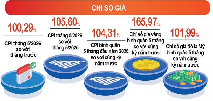 Chỉ số giá tháng 5/2026. (Nguồn: Cục Thống kê)