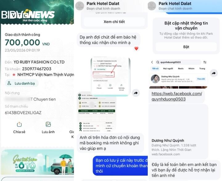 Trang quảng cáo yêu cầu anh Kiệt liên hệ với kế toán "ảo" để được hoàn tiền nhưng thực chất là để thực hiện các hành vi lừa đảo kế tiếp. Nếu nạn nhân chủ quan có thể mất hết tiền trong tài khoản nếu nhấp vào đường link lạ. (Ảnh: Đại Việt)