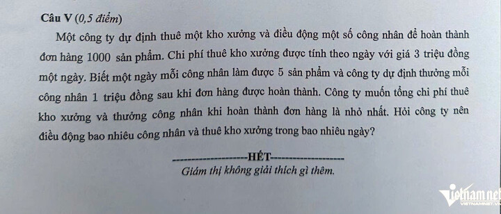 Câu 5 đề thi vào lớp 10 Hà Nội năm 2026. (Ảnh: Thanh Hùng)