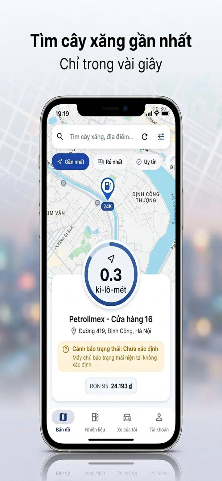 App "Quanh tôi" giúp người dùng có thể tìm kiếm cửa hàng bán xăng dầu gần nhất chỉ trong vài giây. (Nguồn: Bộ Công Thương).